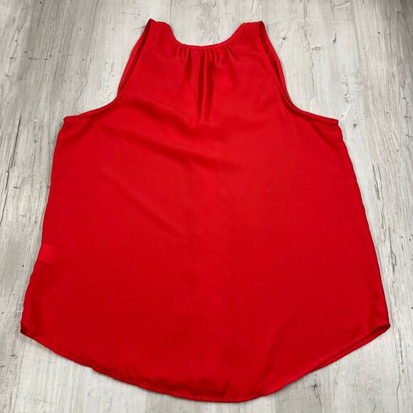 Monteau Sleeveless V-Neck Tassle Tie Pleated Front Flowy Blouse Large - Picture 2 of 6